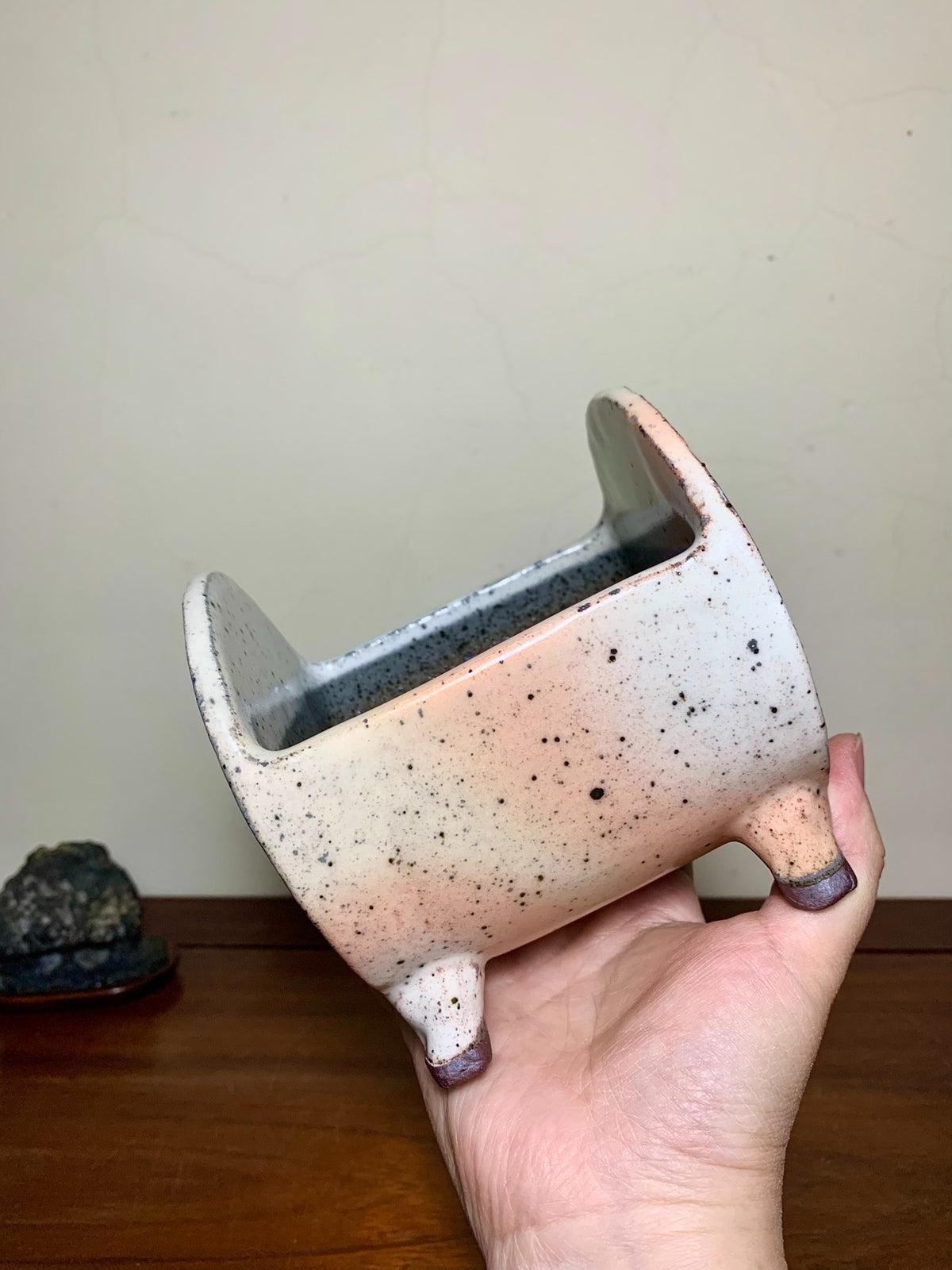 Enamelled Irregular Pot by Katagiri Mizue