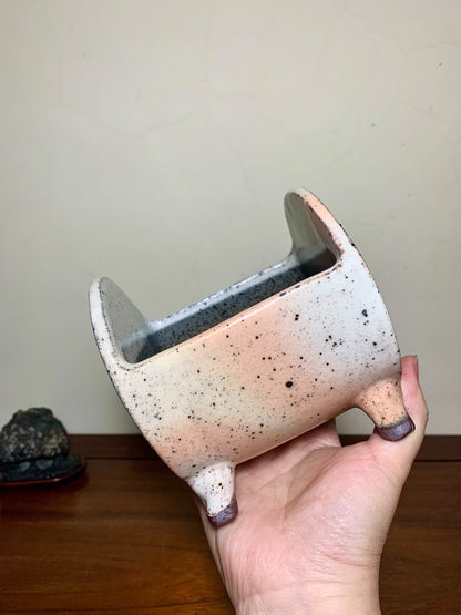 Enamelled Irregular Pot by Katagiri Mizue