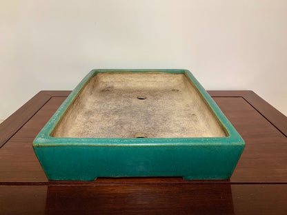 Sendo Kōyō Cloth-Textured Glaze Cut-Foot Rectangular Japanese Flower Pot