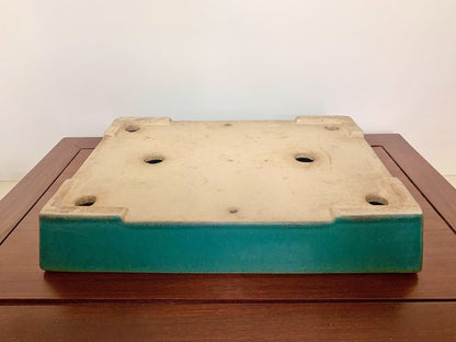 Sendo Kōyō Cloth-Textured Glaze Cut-Foot Rectangular Japanese Flower Pot