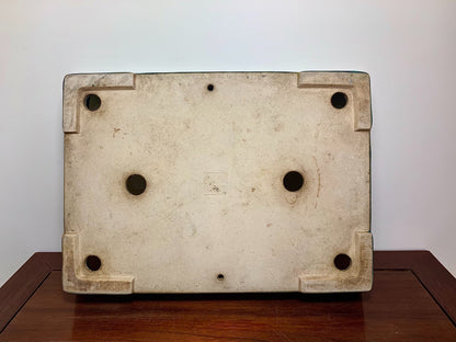 Sendo Kōyō Cloth-Textured Glaze Cut-Foot Rectangular Japanese Flower Pot