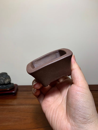 Imaoka Chōsō Purple Clay Cut-Foot Rectangular Japanese Flower Pot
