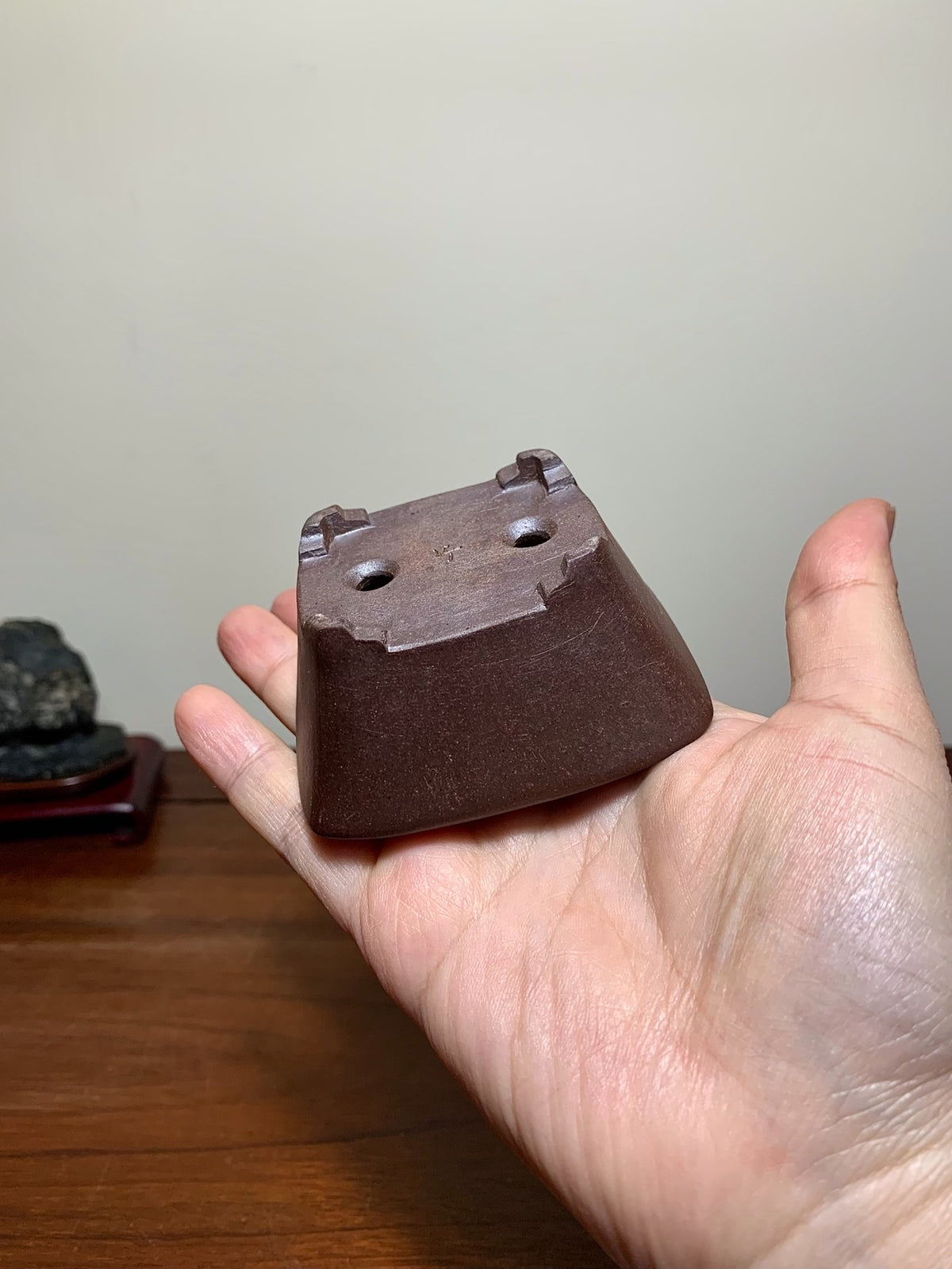 Imaoka Chōsō Purple Clay Cut-Foot Rectangular Japanese Flower Pot