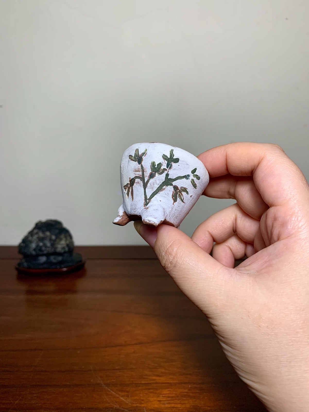 Tani Motohisa Enameled Floral Design Three-Footed Pot