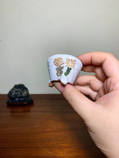 Tani Motohisa Enameled Floral Design Three-Footed Pot