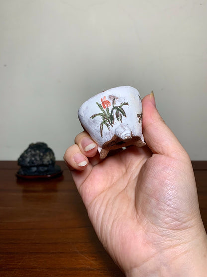 Tani Motohisa Enameled Floral Design Three-Footed Pot