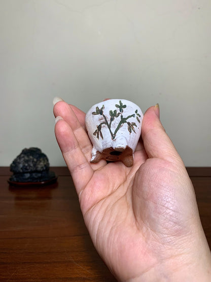 Tani Motohisa Enameled Floral Design Three-Footed Pot