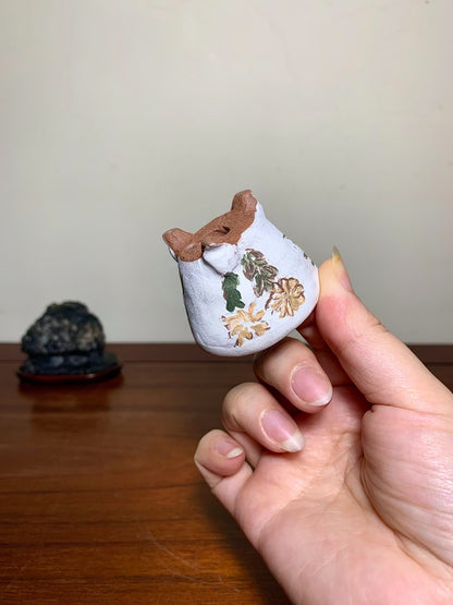 Tani Motohisa Enameled Floral Design Three-Footed Pot