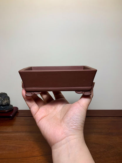 Cut-Foot Lower Band Cloud Feet Rectangular Japanese Flower Pot by Suishoen