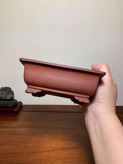 Outer Rim Lower Band Cloud Feet Rectangular Japanese Flower Pot by Suishoen