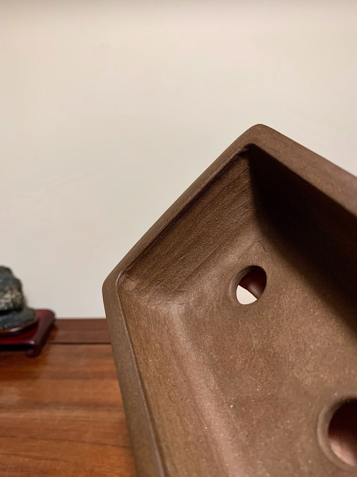 Shinko Ryūen Shidei Outer Rim Lower Band Cut Feet Rectangular Japanese Flower Pot