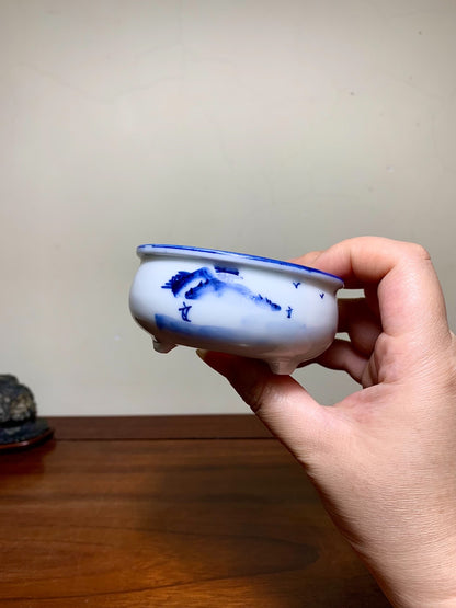Shishu·Kōhō Enameled Landscape Round Pot