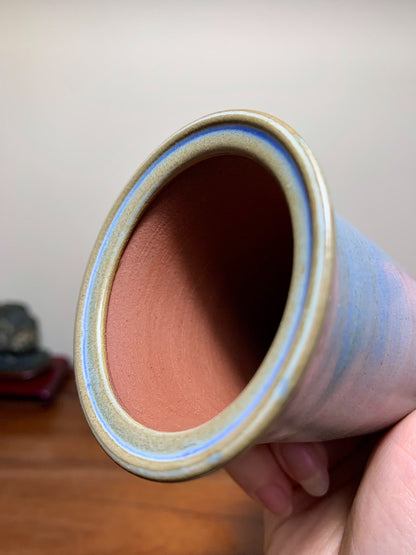 Heian Kōzan Classic Ruri Blue Kinyo Glaze Cylindrical Pot Japanese Flower Pot
