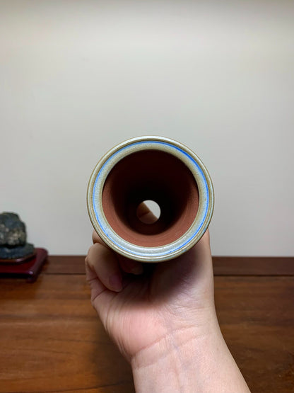 Heian Kōzan Classic Ruri Blue Kinyo Glaze Cylindrical Pot Japanese Flower Pot