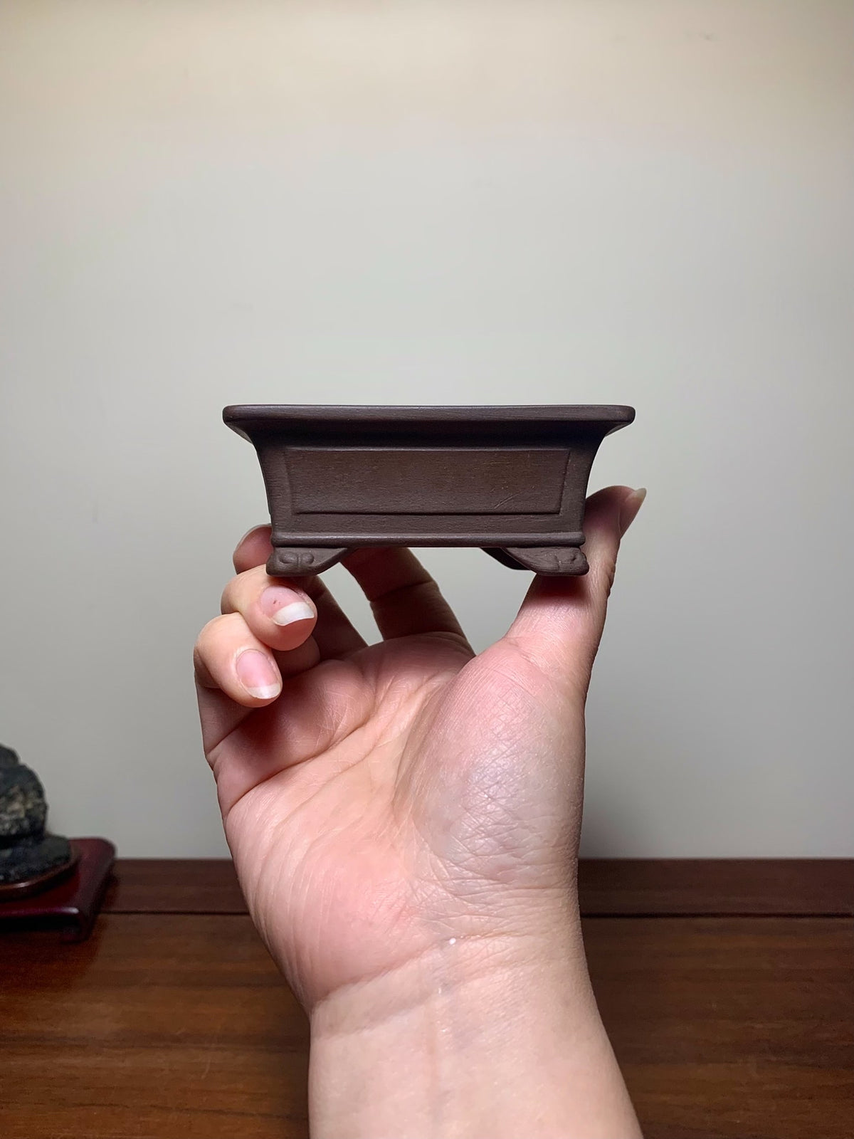 Shisan Outer Rim Protruding Kui Lower Band Cloud Feet Rectangular Japanese Flower Pot