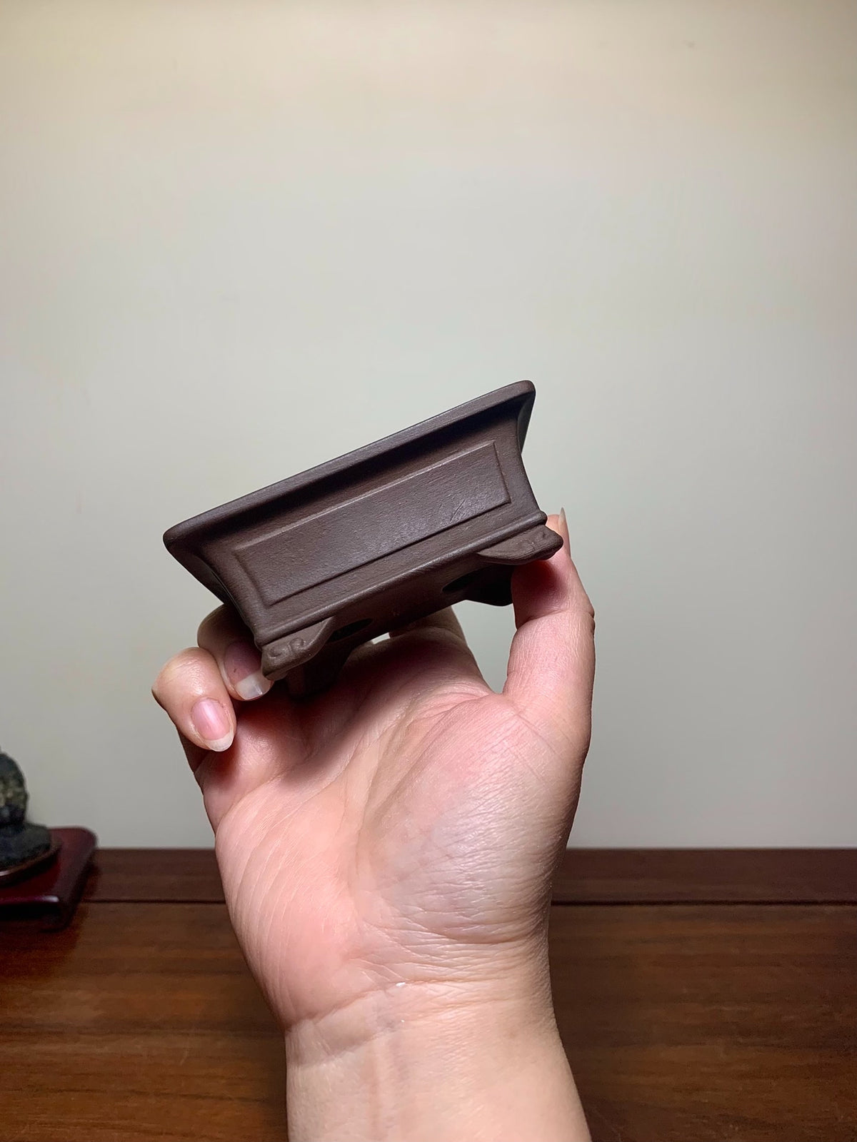 Shisan Outer Rim Protruding Kui Lower Band Cloud Feet Rectangular Japanese Flower Pot