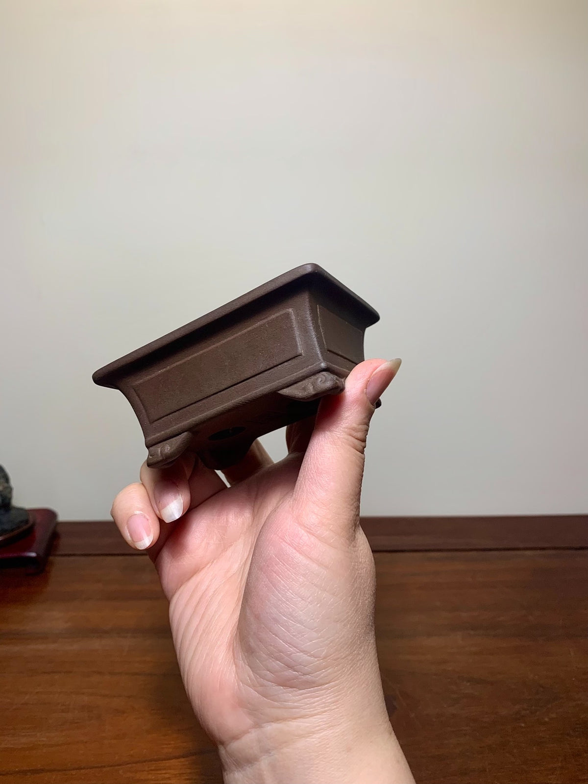 Shisan Outer Rim Protruding Kui Lower Band Cloud Feet Rectangular Japanese Flower Pot