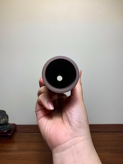 Nidzhu, Incised, Cut-Foot, Cylindrical, Japanese Flower Pot