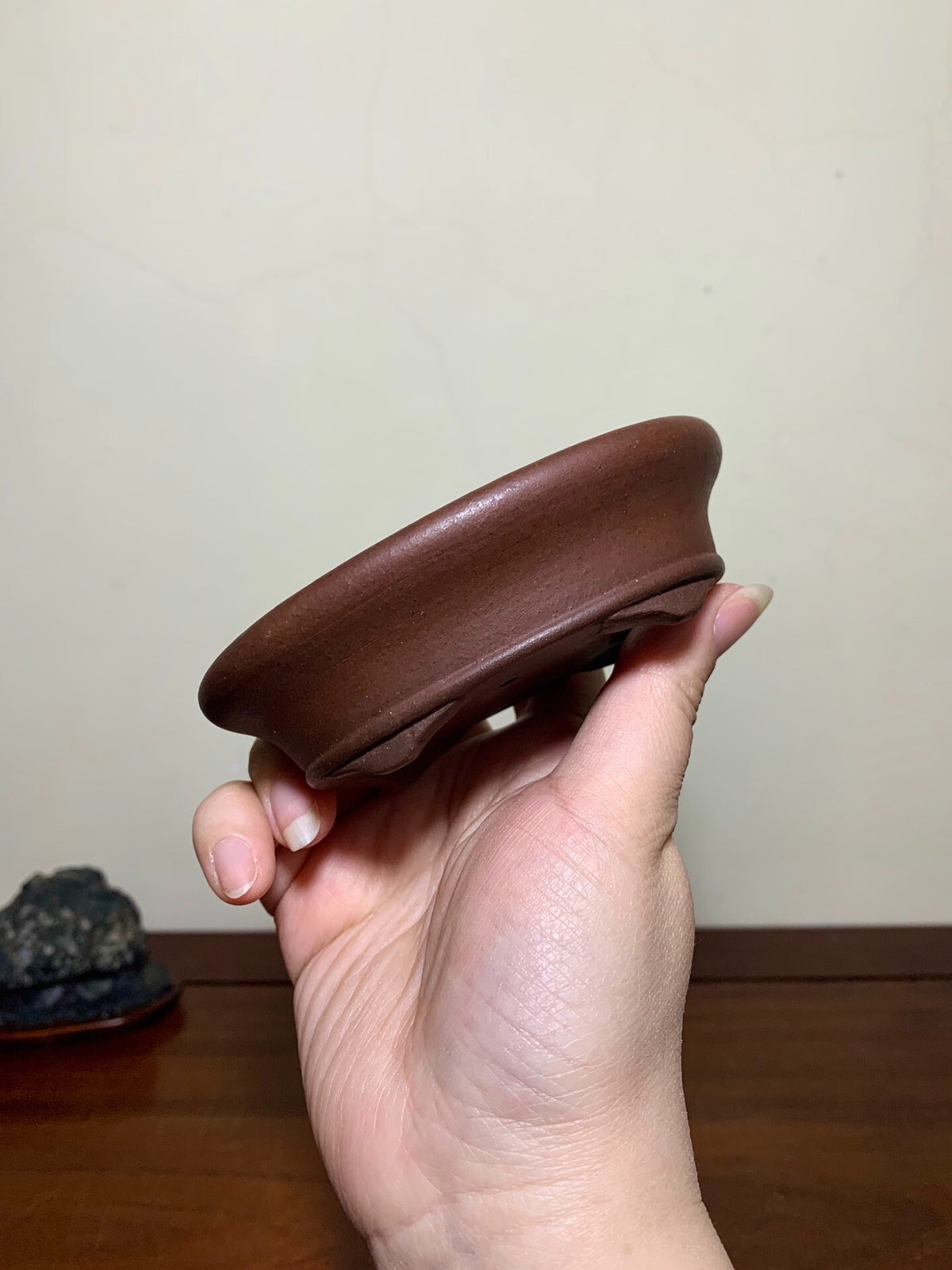 Outer Rim, Cut Feet, Lower Band, Oval Japanese Flower Pot by Shibakatsu