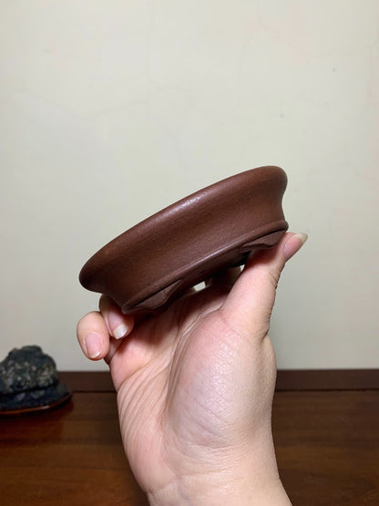 Outer Rim, Cut Feet, Lower Band, Oval Japanese Flower Pot by Shibakatsu