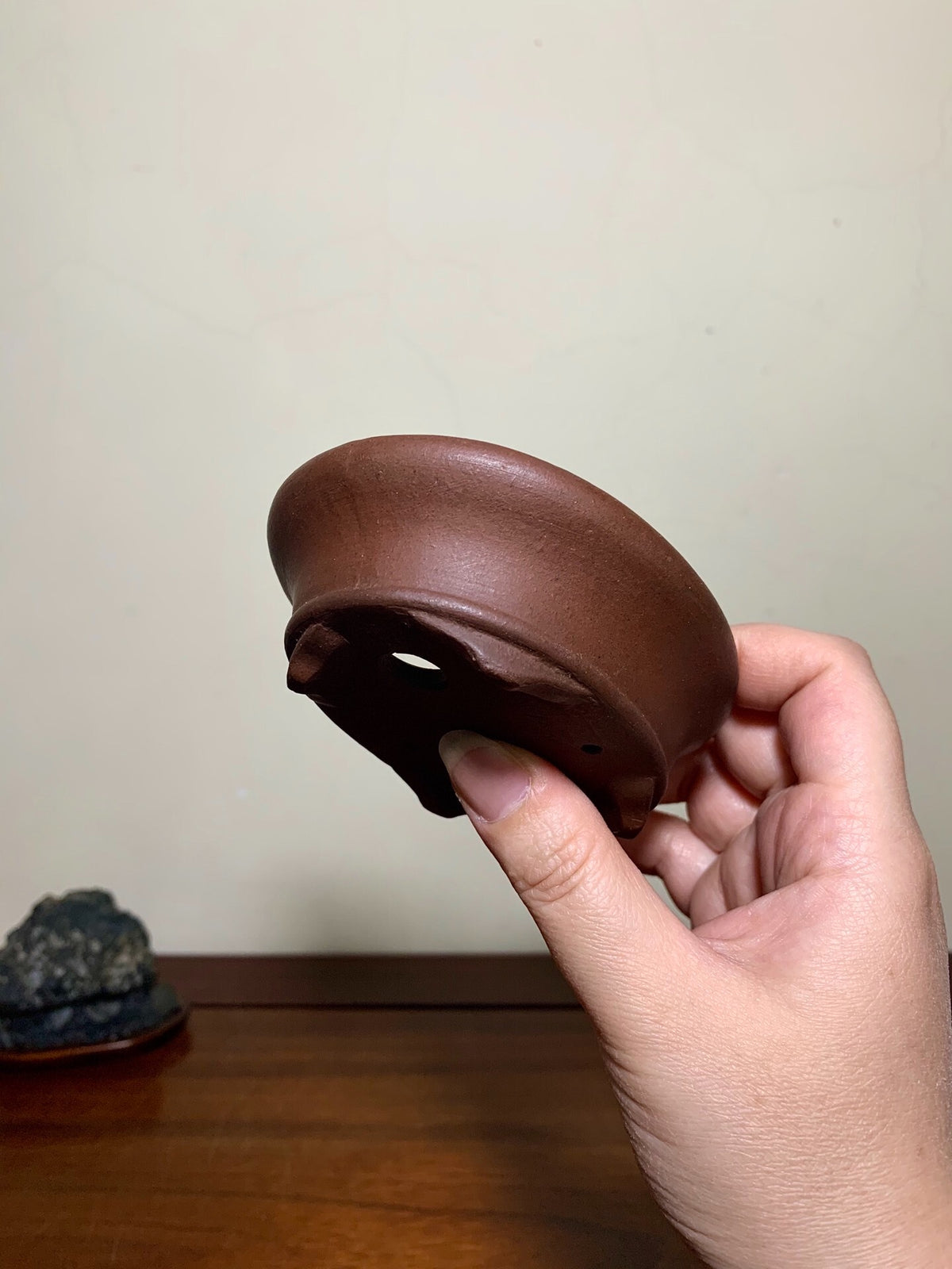 Outer Rim, Cut Feet, Lower Band, Oval Japanese Flower Pot by Shibakatsu
