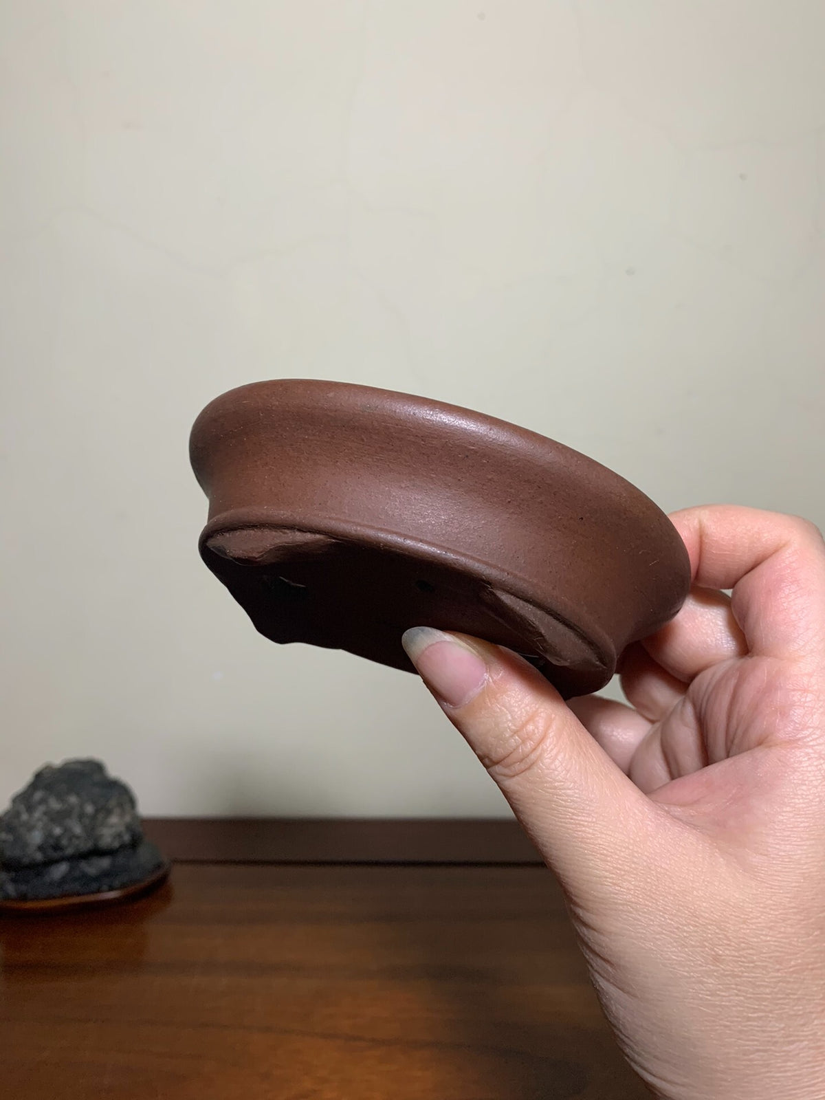 Outer Rim, Cut Feet, Lower Band, Oval Japanese Flower Pot by Shibakatsu