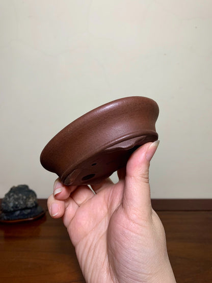 Outer Rim, Cut Feet, Lower Band, Oval Japanese Flower Pot by Shibakatsu