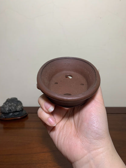 Outer Rim, Cut Feet, Lower Band, Oval Japanese Flower Pot by Shibakatsu