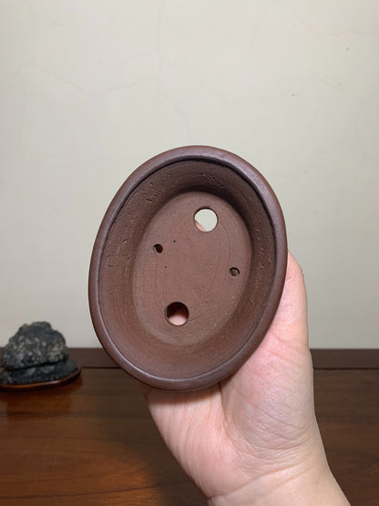 Outer Rim, Cut Feet, Lower Band, Oval Japanese Flower Pot by Shibakatsu