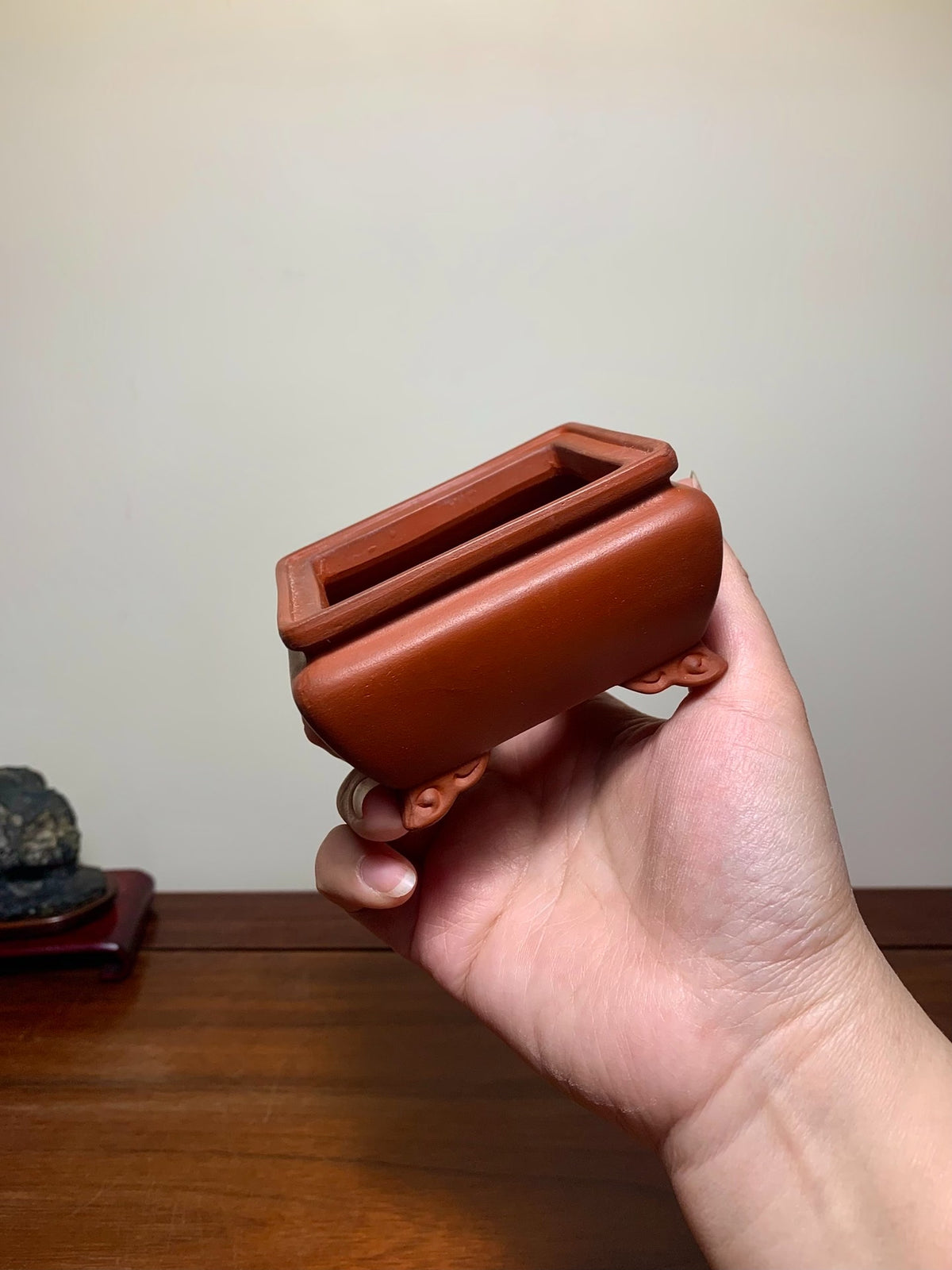 Shōen Shudei Bag-Style Cloud Feet Rectangular Japanese Flower Pot