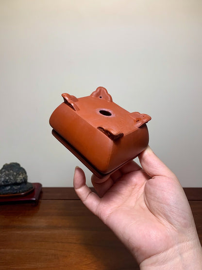 Shōen Shudei Bag-Style Cloud Feet Rectangular Japanese Flower Pot