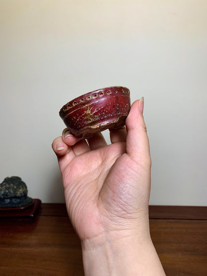 Shinsha Copper-Red Glaze Round Pot by Mizukami Yoshisada