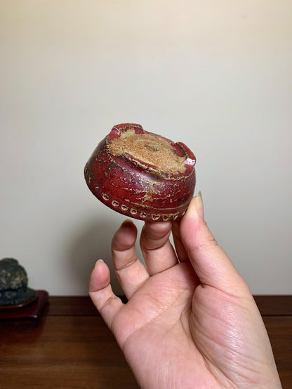 Shinsha Copper-Red Glaze Round Pot by Mizukami Yoshisada