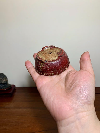 Shinsha Copper-Red Glaze Round Pot by Mizukami Yoshisada