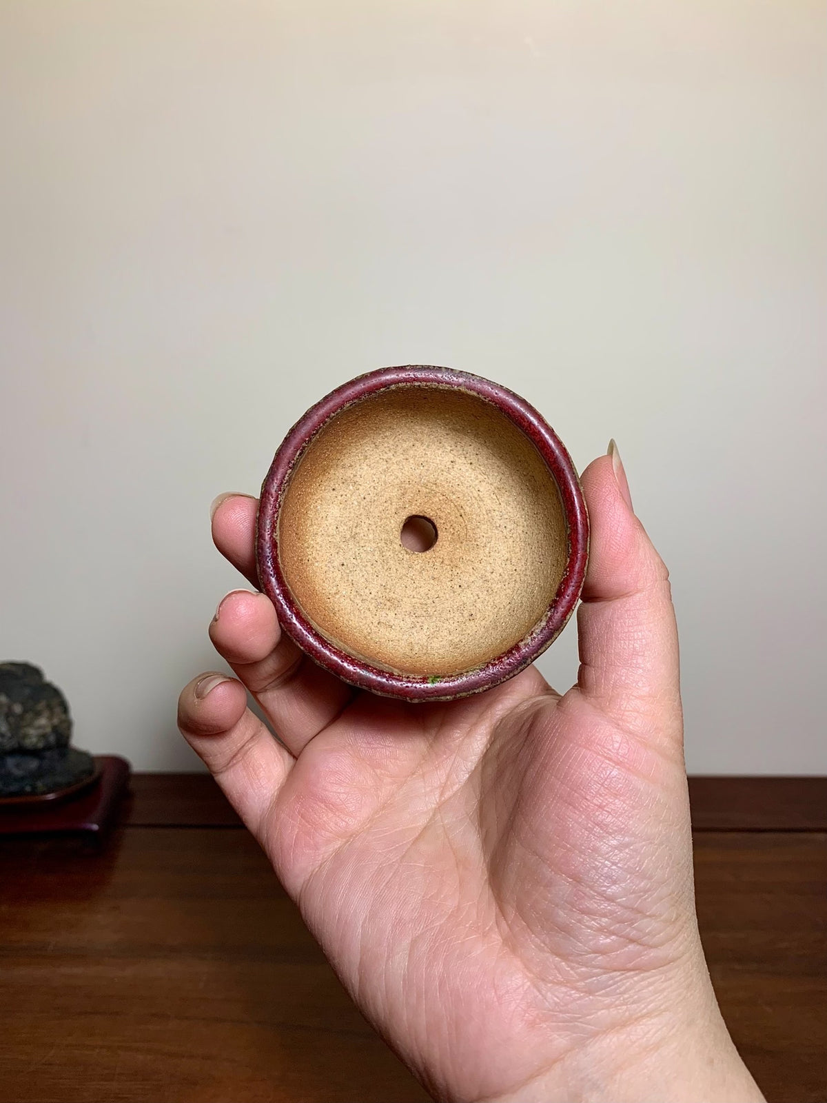 Shinsha Copper-Red Glaze Round Pot by Mizukami Yoshisada
