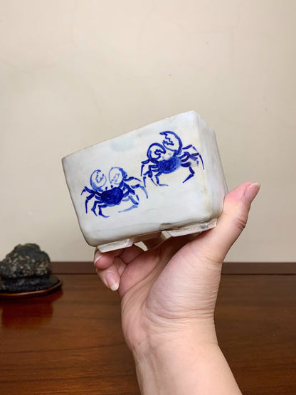 Heian Tōfuku-Ji Blue-And-White Crab Rectangular Japanese Flower Pot