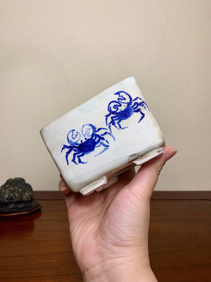Heian Tōfuku-Ji Blue-And-White Crab Rectangular Japanese Flower Pot