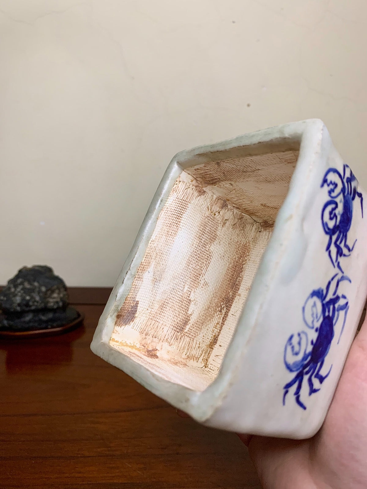 Heian Tōfuku-Ji Blue-And-White Crab Rectangular Japanese Flower Pot