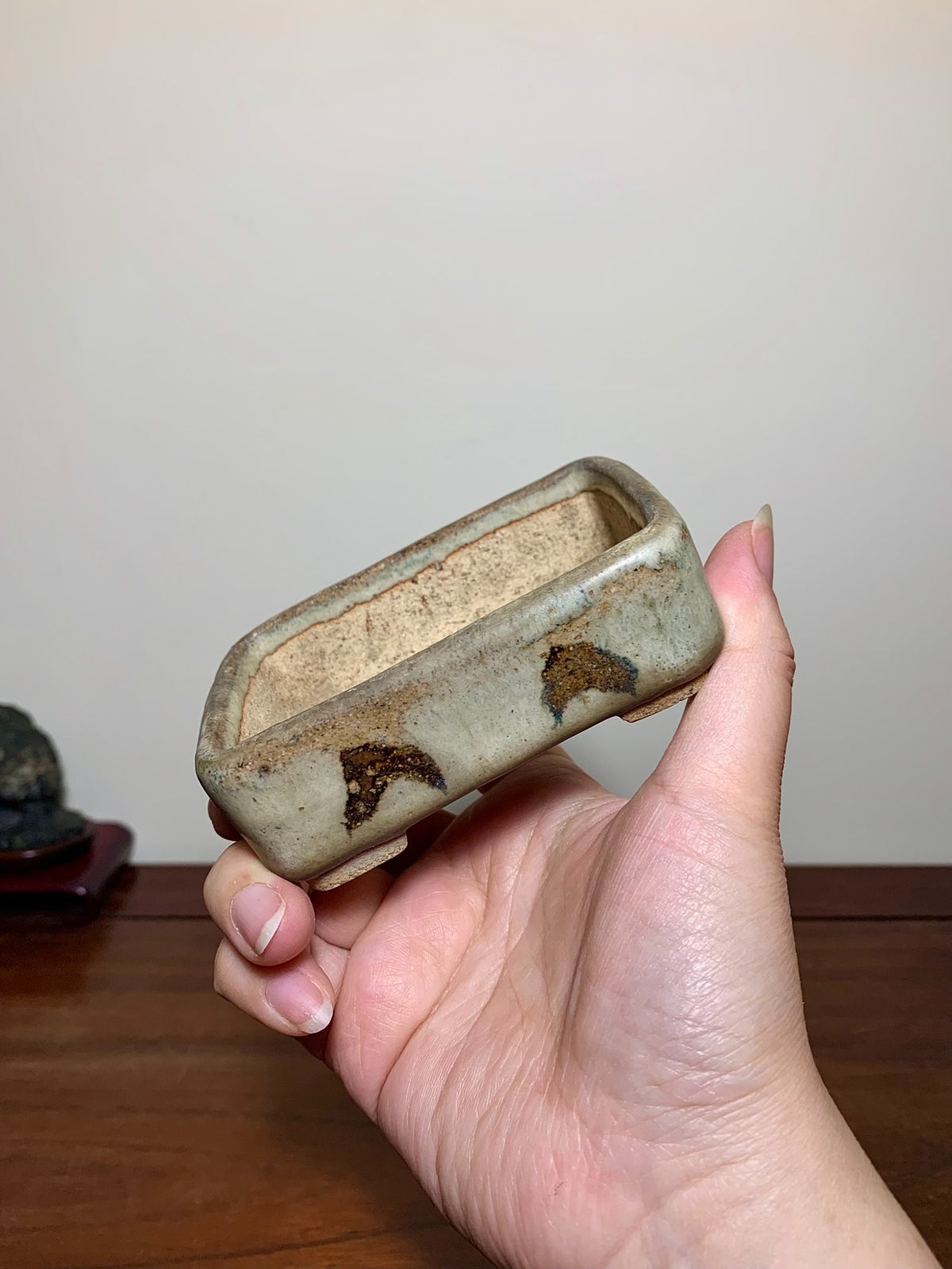 Mao Shan Jin Kiln-Transmuted Rectangular Japanese Bonsai Pot