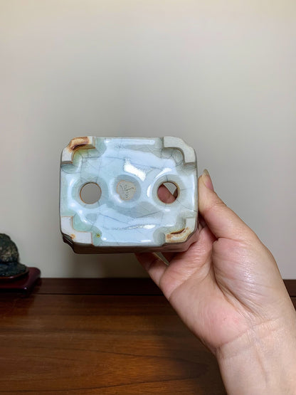 Imaoka Chōsō Blue-Glazed Large Suiban Japanese Flower Pot