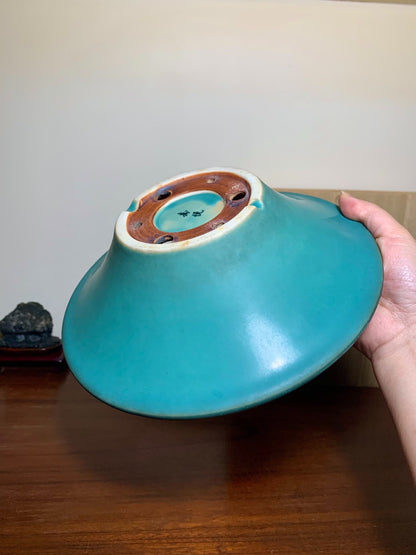 Shouetsu Green-Glazed Conical Japanese Bonsai Pot