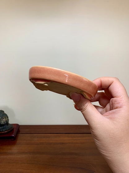 Sōzō Ikkō Peach-Blossom Glaze Oval Japanese Bonsai Pot