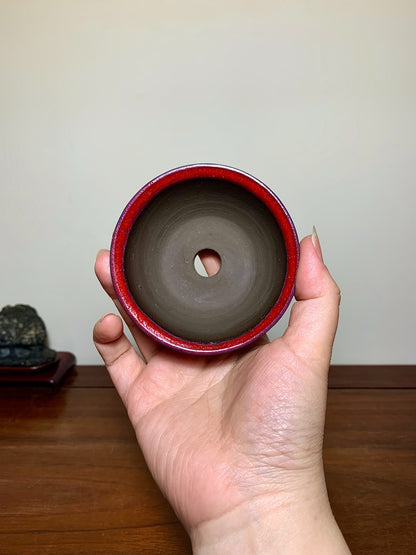 Ishizuka Ishizue Chicken-Blood Glaze Round Pot