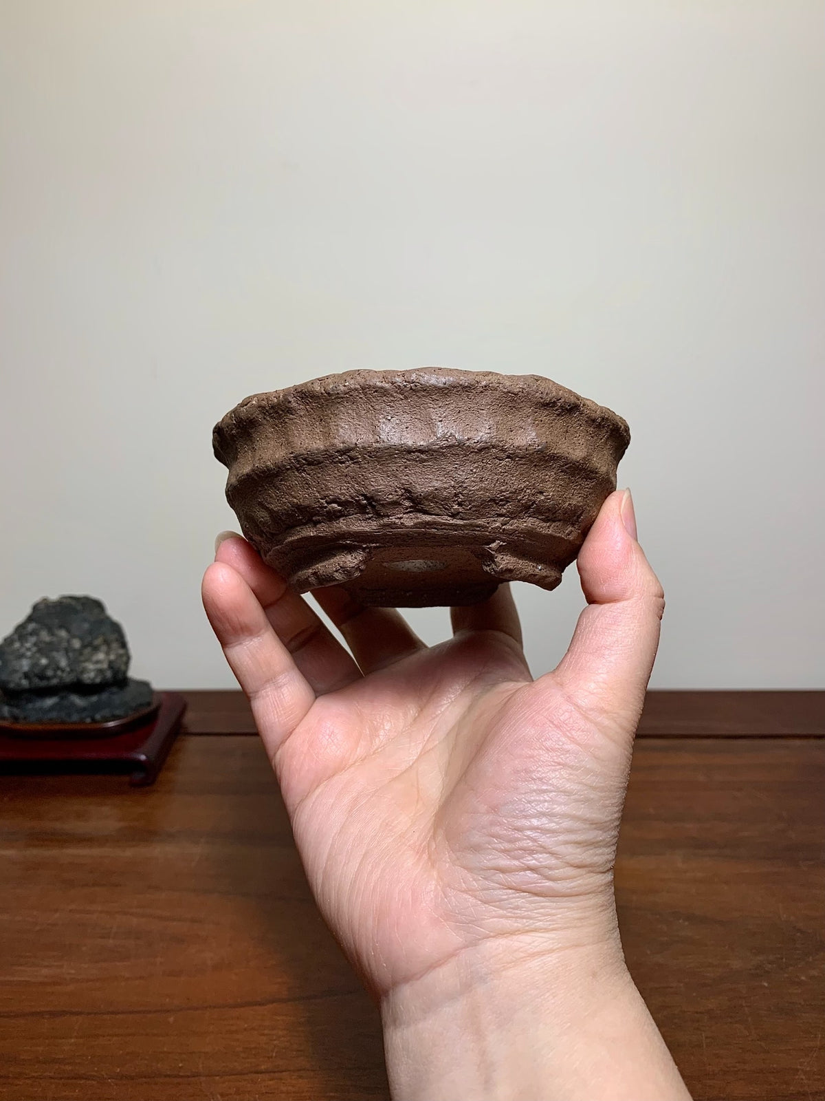 Matsumoto Reikō Hand-Pinched Outer Rim Middle Band Nanban Nanban Pot