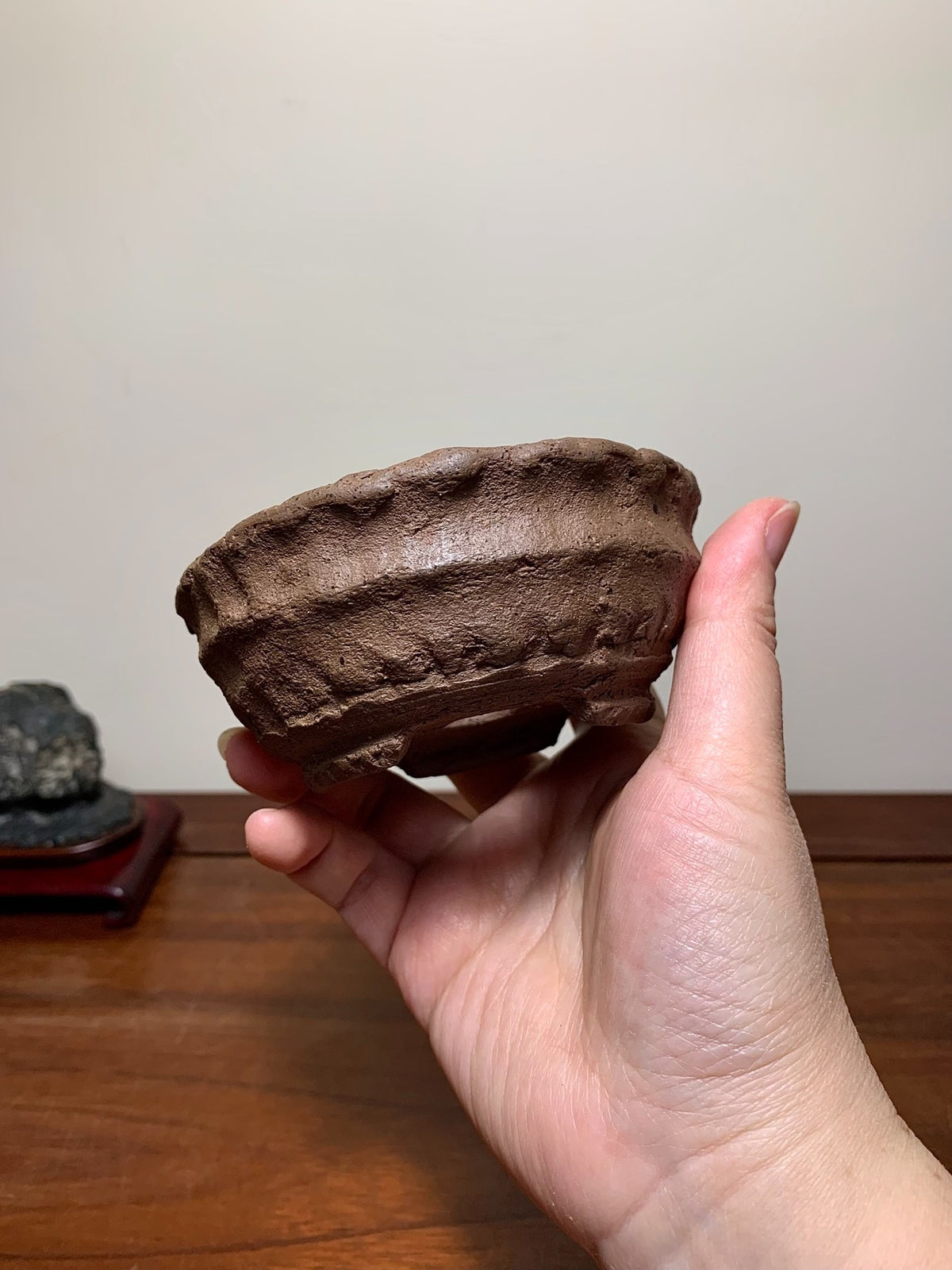 Matsumoto Reikō Hand-Pinched Outer Rim Middle Band Nanban Nanban Pot