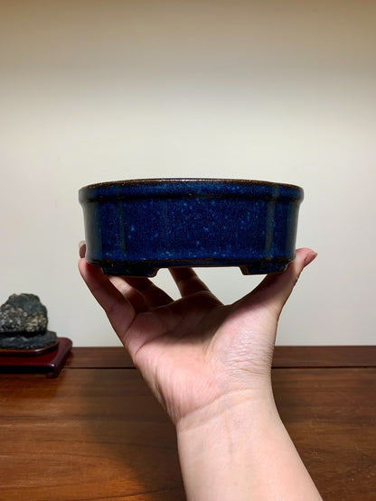 Shinshu Ruri Glaze Kiln-Transmuted Mokko Japanese Pot
