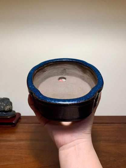 Shinshu Ruri Glaze Kiln-Transmuted Mokko Japanese Pot