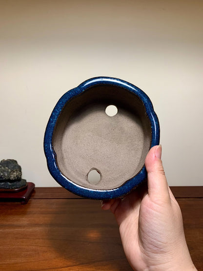 Shinshu Ruri Glaze Kiln-Transmuted Mokko Japanese Pot