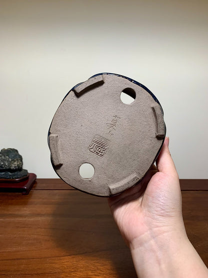 Shinshu Ruri Glaze Kiln-Transmuted Mokko Japanese Pot