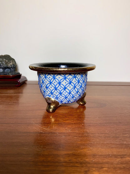 Gold-Enamelled Copper Coin Pattern Omoto Pot by Kai-Sen